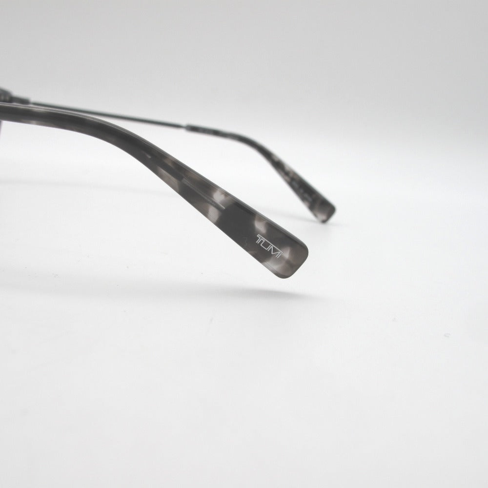 TUMI トゥミ サングラス メガネフレーム チタン プラスティック コンビフレーム ブラックハバナ フルリム 49 21 145 日本製 クロス ケース付き メガネ アイウェア VTU056J-0809 未使用品