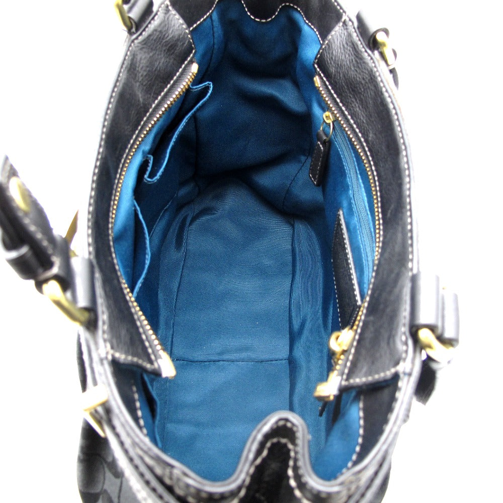 COACH コーチ ハンドバッグ レザー ナイロン シグネチャー ブラック