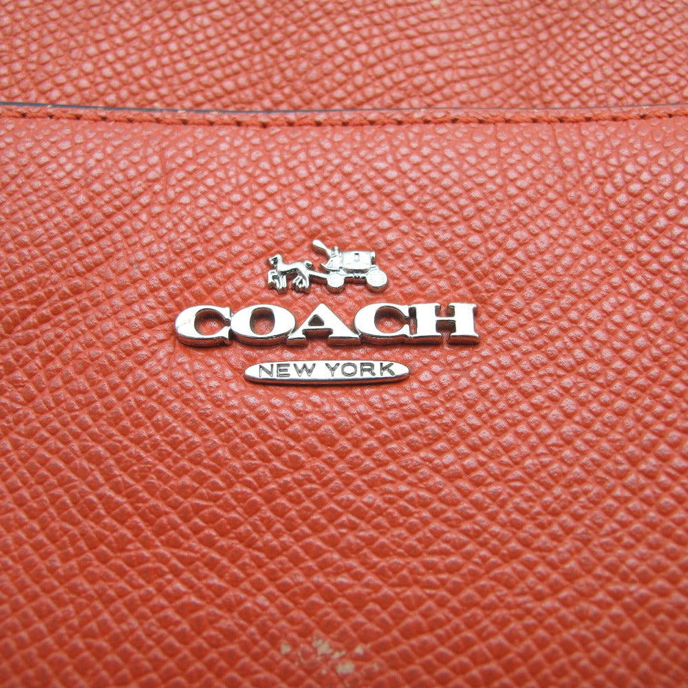 COACH コーチ ショルダーバッグ 表ロゴ レザー 朱色 レディース