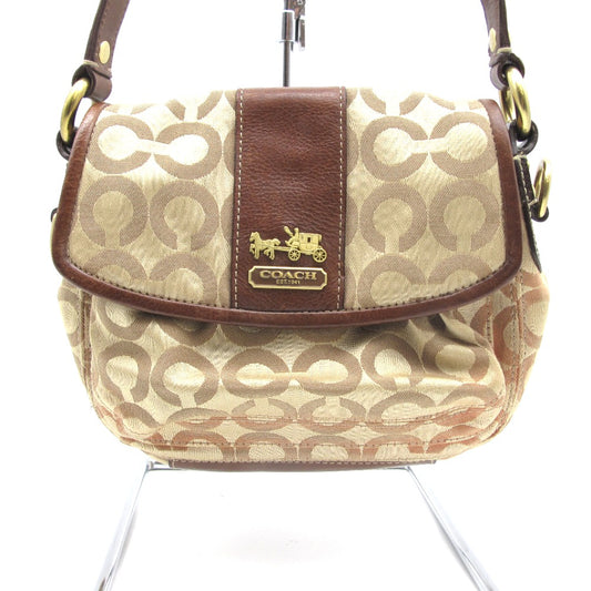 COACH コーチ ショルダーバッグ オプアート ベージュ キャンバス レディース 12988 難あり