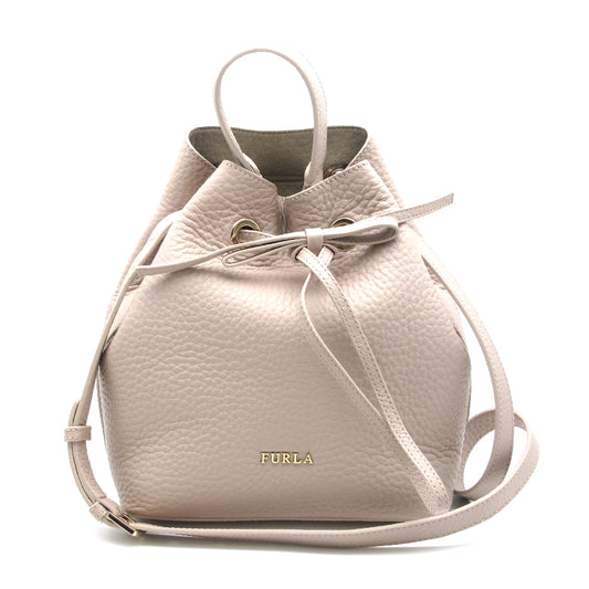 Furla フルラ ショルダーバッグ COSTANZA コスタンザ 2WAY 巾着 レザー ピンクベージュ レディース BLE3CSZ 美品