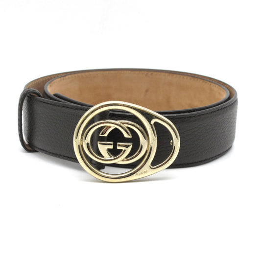 GUCCI グッチ ベルト インターロッキングG レザー 90・36 ブラウン ゴールド メンズ レディース アウトレット品 365260 長さ105cm