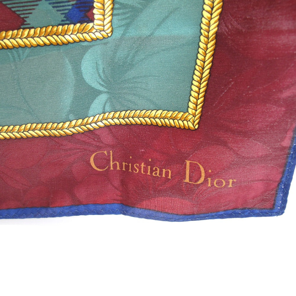 Christian Dior クリスチャンディオール スカーフ 大判 シルク100％ 88×88 紋章 チェック 総柄 ヴィンテージ