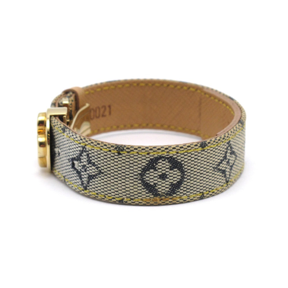 ■極美品■ LOUIS VUITTON ルイヴィトン M64540 モノグラムミニ ブラスレ グッドラック ブレスレット ネイビー系×ベージュ系 AQ1335