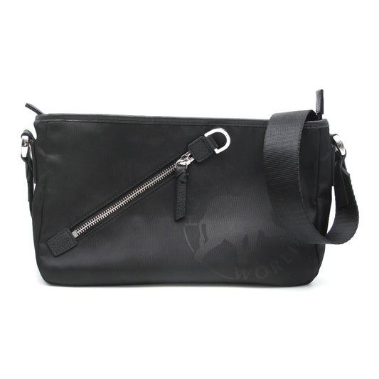 HUNTING WORLD ハンティングワールド ショルダーバッグ ロゴ プリント メッセンジャー クロスボディ ナイロン レザー ブラック